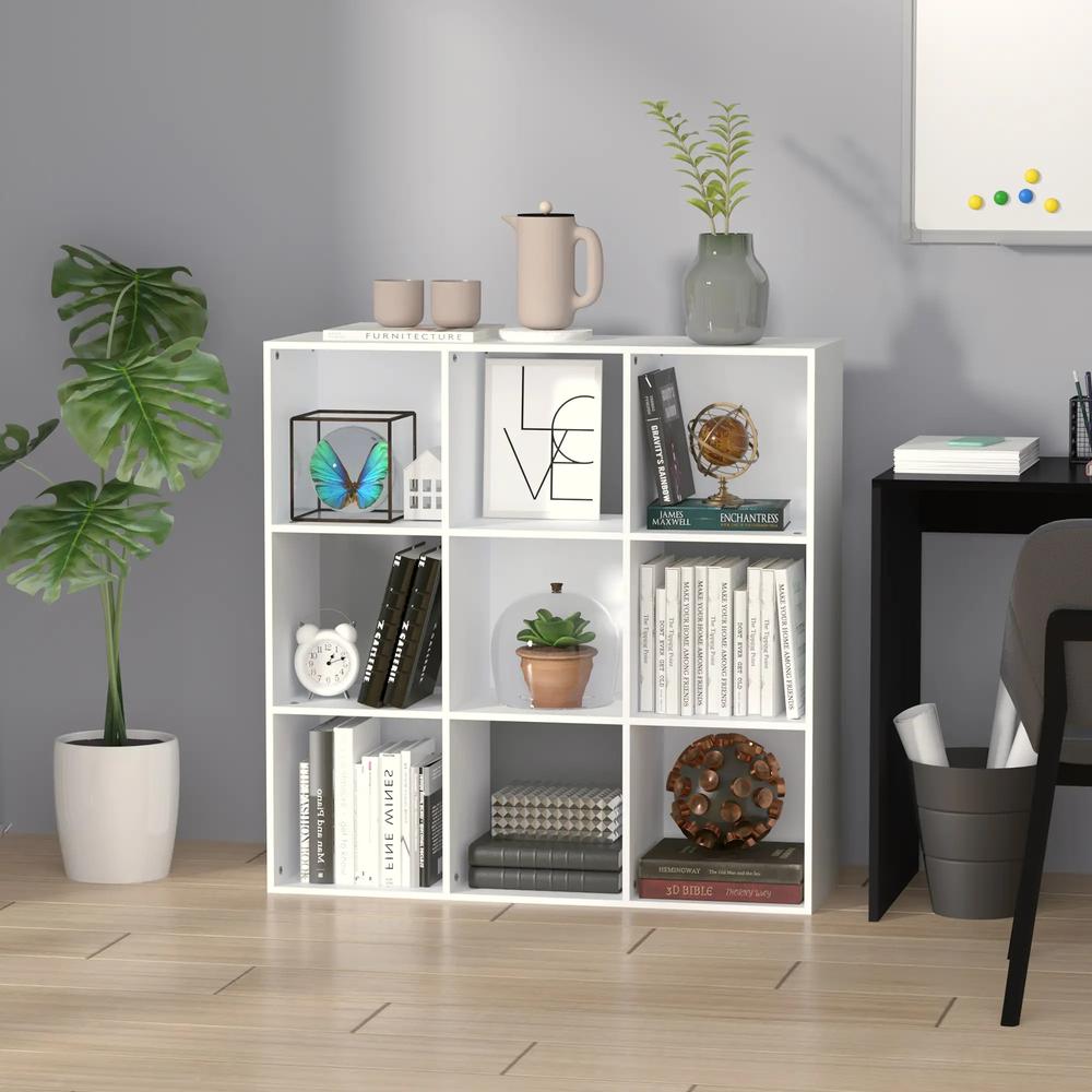 HOMCOM 3-tier 9 Cubes Storage Unit Particle Board Cupboard Bookcase Organiser Home Office Shelves Additional View 12