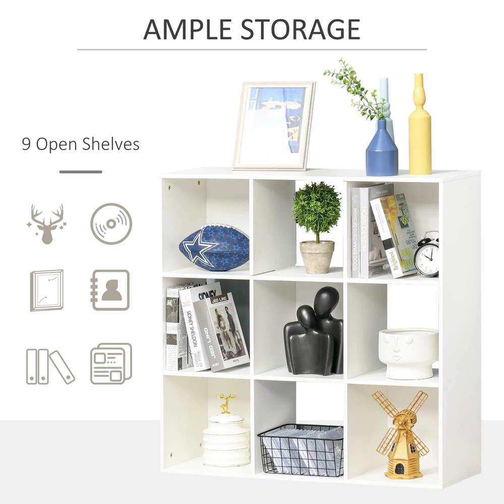 HOMCOM 3-tier 9 Cubes Storage Unit Particle Board Cupboard Bookcase Organiser Home Office Shelves Additional View 15