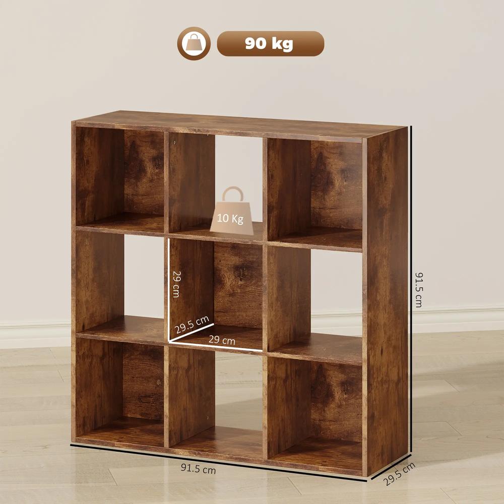 HOMCOM 3-tier 9 Cubes Storage Unit Particle Board Cupboard Bookcase Organiser Home Office Shelves Additional View 23