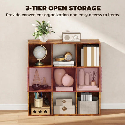HOMCOM 3-tier 9 Cubes Storage Unit Particle Board Cupboard Bookcase Organiser Home Office Shelves Additional View 24