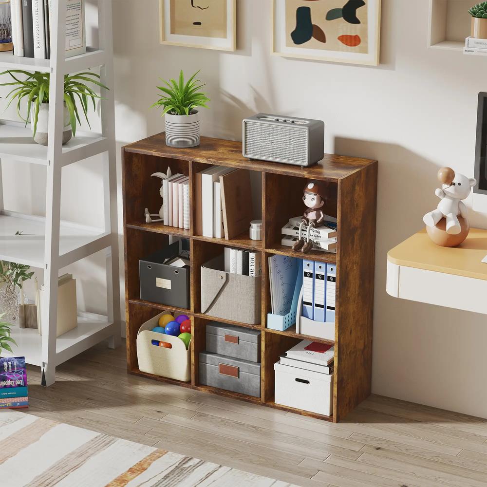 HOMCOM 3-tier 9 Cubes Storage Unit Particle Board Cupboard Bookcase Organiser Home Office Shelves Additional View 27