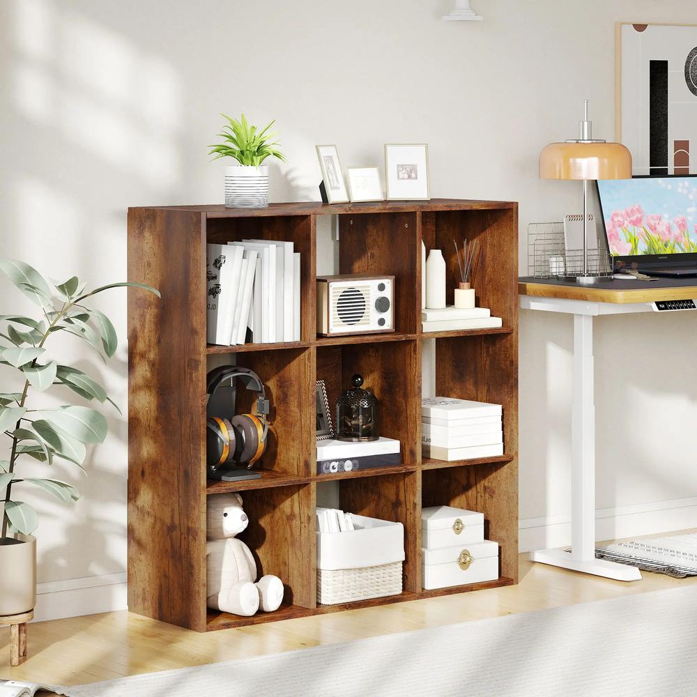 HOMCOM 3-tier 9 Cubes Storage Unit Particle Board Cupboard Bookcase Organiser Home Office Shelves Additional View 30