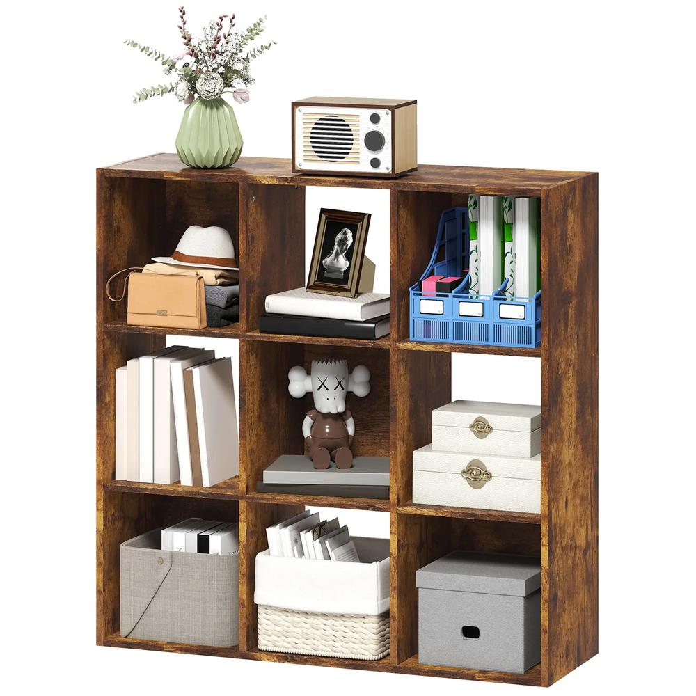 HOMCOM 3-tier 9 Cubes Storage Unit Particle Board Cupboard Bookcase Organiser Home Office Shelves Additional View 31
