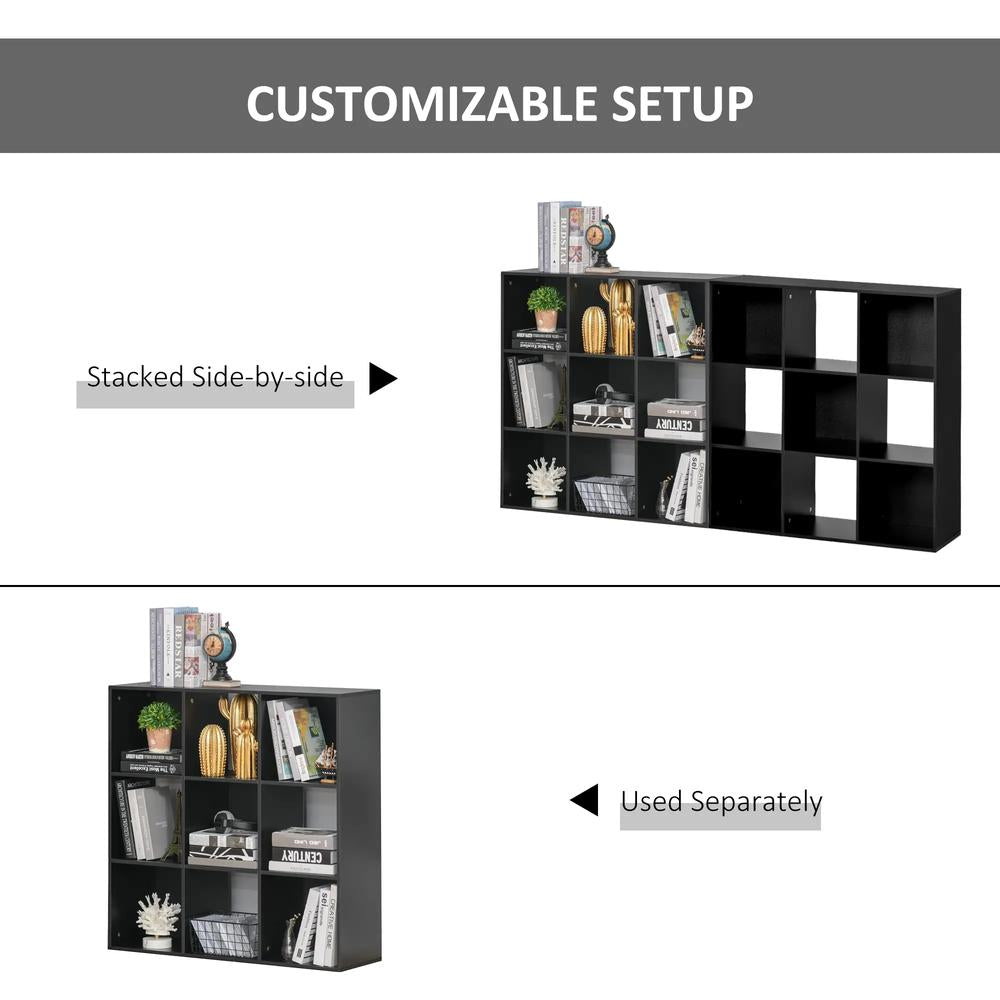 HOMCOM 3-tier 9 Cubes Storage Unit Particle Board Cupboard Bookcase Organiser Home Office Shelves Additional View 4