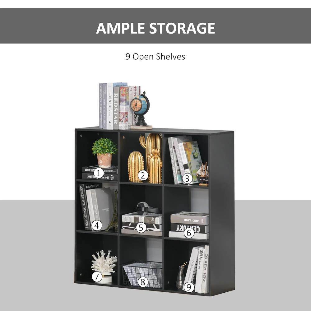 HOMCOM 3-tier 9 Cubes Storage Unit Particle Board Cupboard Bookcase Organiser Home Office Shelves Additional View 5