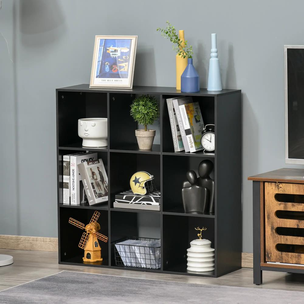 HOMCOM 3-tier 9 Cubes Storage Unit Particle Board Cupboard Bookcase Organiser Home Office Shelves Additional View 9
