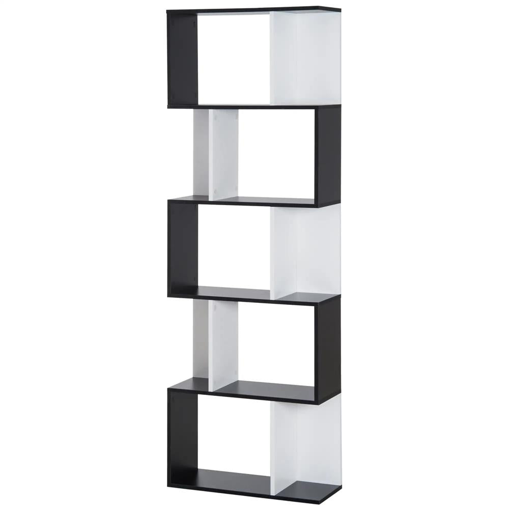 HOMCOM Bookcase, S-Shaped Wooden Bookshelf, 5/6 Tiers Freestanding Storage Shelf, Home Office Decorative Display Stand Rack, 24D x 60W x 184.5H Additional View 24