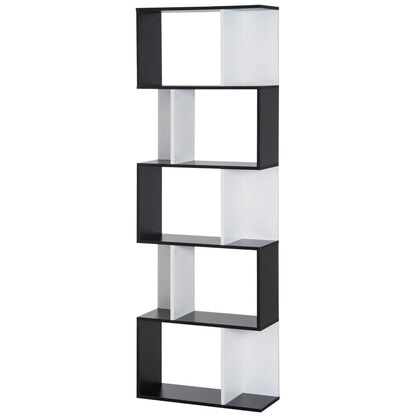 HOMCOM Bookcase, S-Shaped Wooden Bookshelf, 5/6 Tiers Freestanding Storage Shelf, Home Office Decorative Display Stand Rack, 24D x 60W x 184.5H Additional View 24