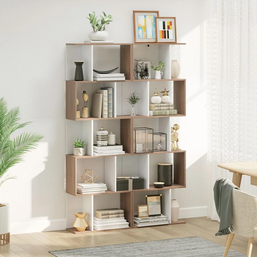 HOMCOM Bookcase, S-Shaped Wooden Bookshelf, 5/6 Tiers Freestanding Storage Shelf, Home Office Decorative Display Stand Rack, 24D x 60W x 184.5H Additional View 28