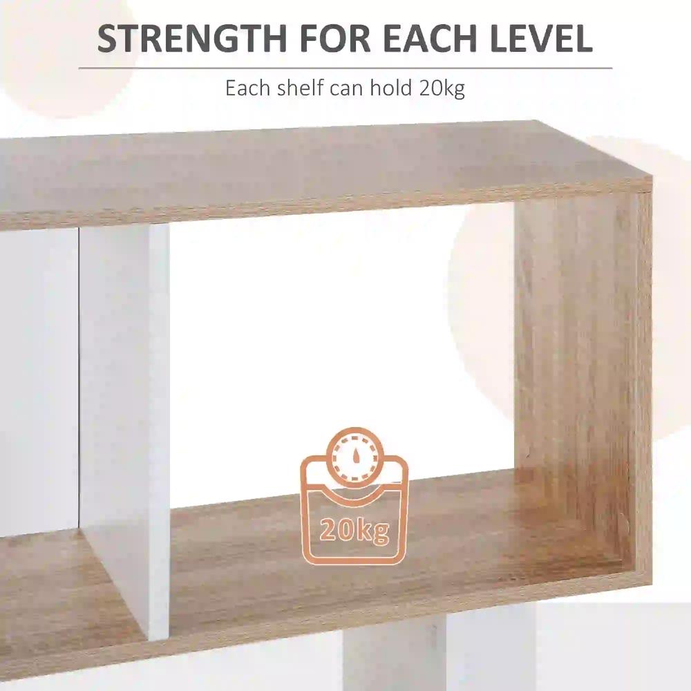 HOMCOM Bookcase, S-Shaped Wooden Bookshelf, 5/6 Tiers Freestanding Storage Shelf, Home Office Decorative Display Stand Rack, 24D x 60W x 184.5H Additional View 30