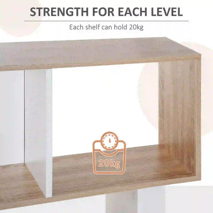 HOMCOM Bookcase, S-Shaped Wooden Bookshelf, 5/6 Tiers Freestanding Storage Shelf, Home Office Decorative Display Stand Rack, 24D x 60W x 184.5H Additional View 30