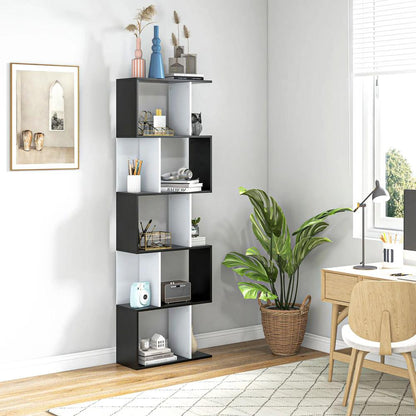 HOMCOM Bookcase, S-Shaped Wooden Bookshelf, 5/6 Tiers Freestanding Storage Shelf, Home Office Decorative Display Stand Rack, 24D x 60W x 184.5H Additional View 4