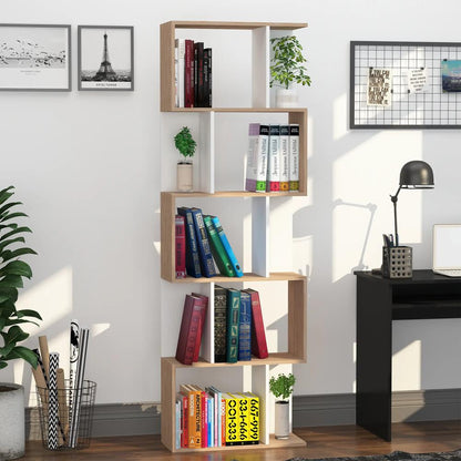 HOMCOM Bookcase, S-Shaped Wooden Bookshelf, 5/6 Tiers Freestanding Storage Shelf, Home Office Decorative Display Stand Rack, 24D x 60W x 184.5H Additional View 34