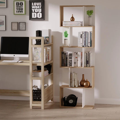 HOMCOM Bookcase, S-Shaped Wooden Bookshelf, 5/6 Tiers Freestanding Storage Shelf, Home Office Decorative Display Stand Rack, 24D x 60W x 184.5H Additional View 35
