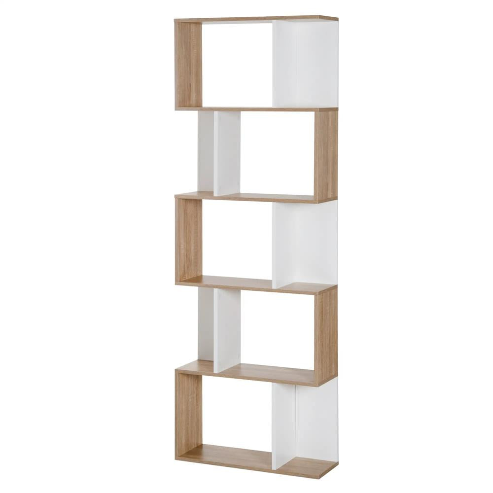 HOMCOM Bookcase, S-Shaped Wooden Bookshelf, 5/6 Tiers Freestanding Storage Shelf, Home Office Decorative Display Stand Rack, 24D x 60W x 184.5H Additional View 36