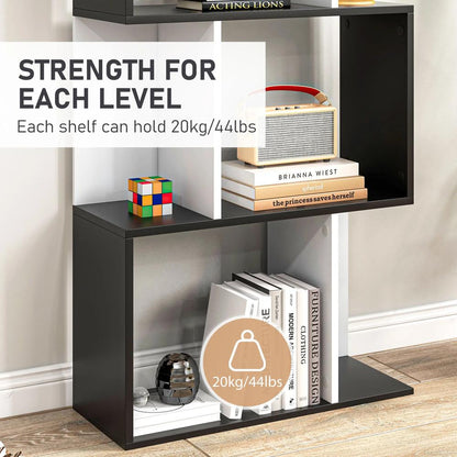 HOMCOM Bookcase, S-Shaped Wooden Bookshelf, 5/6 Tiers Freestanding Storage Shelf, Home Office Decorative Display Stand Rack, 24D x 60W x 184.5H Additional View 10