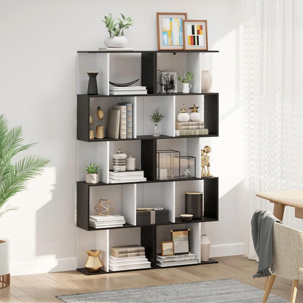 HOMCOM Bookcase, S-Shaped Wooden Bookshelf, 5/6 Tiers Freestanding Storage Shelf, Home Office Decorative Display Stand Rack, 24D x 60W x 184.5H Additional View 14