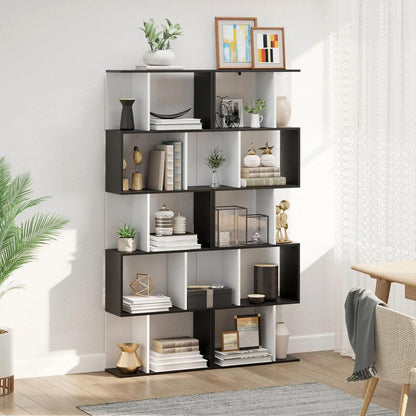 HOMCOM Bookcase, S-Shaped Wooden Bookshelf, 5/6 Tiers Freestanding Storage Shelf, Home Office Decorative Display Stand Rack, 24D x 60W x 184.5H Additional View 14