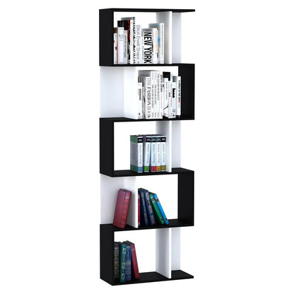 HOMCOM Bookcase, S-Shaped Wooden Bookshelf, 5/6 Tiers Freestanding Storage Shelf, Home Office Decorative Display Stand Rack, 24D x 60W x 184.5H Additional View 2