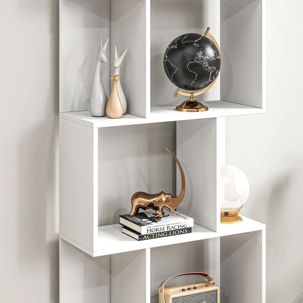 HOMCOM Bookcase, S-Shaped Wooden Bookshelf, 5 Tiers Freestanding Storage Shelf, Home Office Display Stand Rack, White Additional View 9