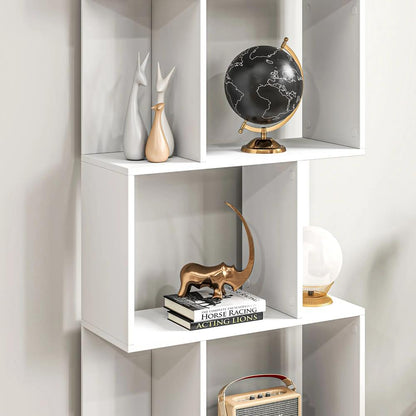 HOMCOM Bookcase, S-Shaped Wooden Bookshelf, 5 Tiers Freestanding Storage Shelf, Home Office Display Stand Rack, White Additional View 9