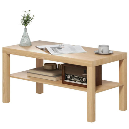 HOMCOM 2-Tier Coffee Table with Storage Shelf, Rectangular Centre Table for Living Room, Home Office, Natural Wood Finish Additional View 11