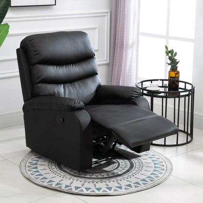 HOMCOM PU Leather Reclining Chair, Manual Recliner Chair with Padded Armrests, Retractable Footrest and Wood Frame, Black Additional View 13