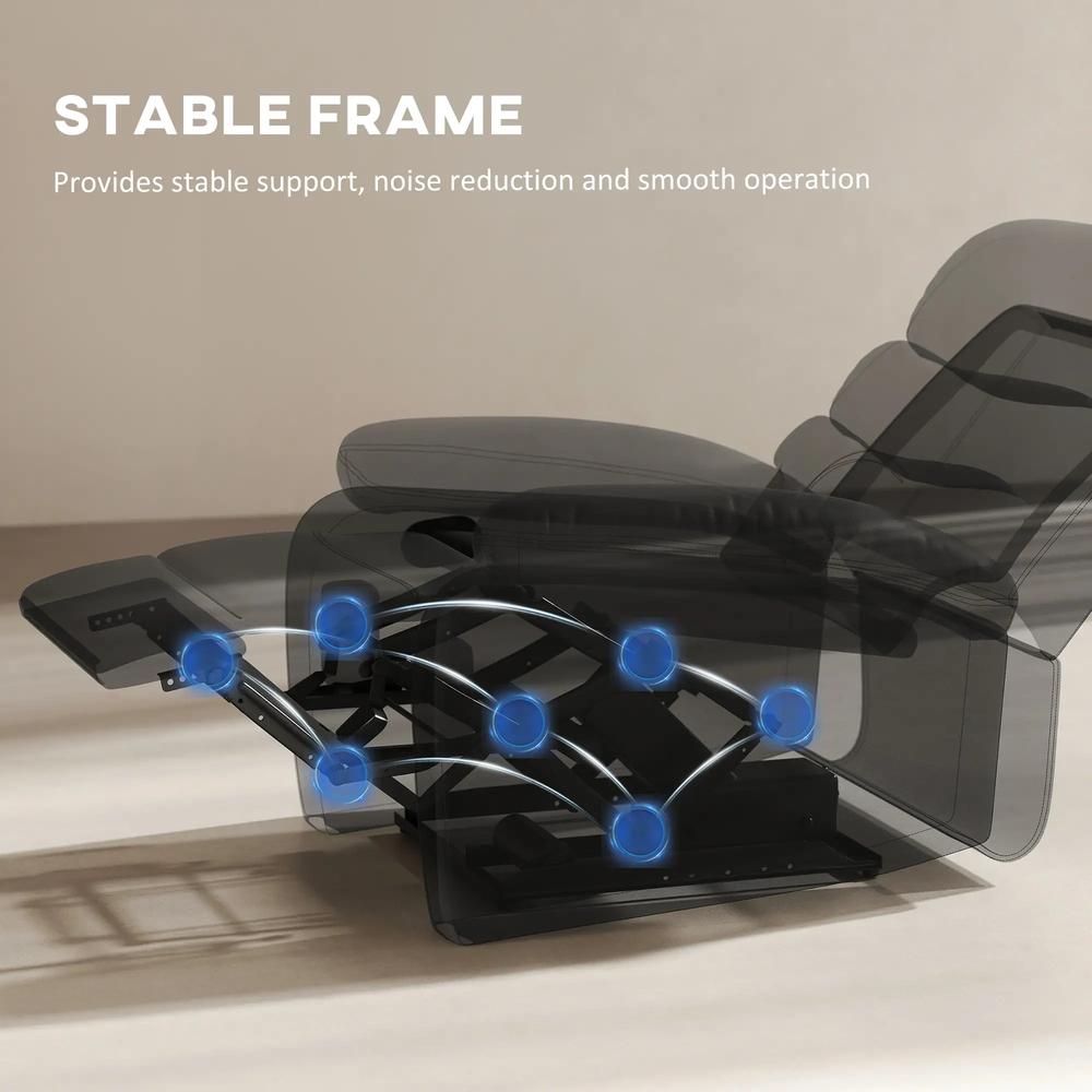 HOMCOM PU Leather Reclining Chair, Manual Recliner Chair with Padded Armrests, Retractable Footrest and Wood Frame, Black Additional View 6