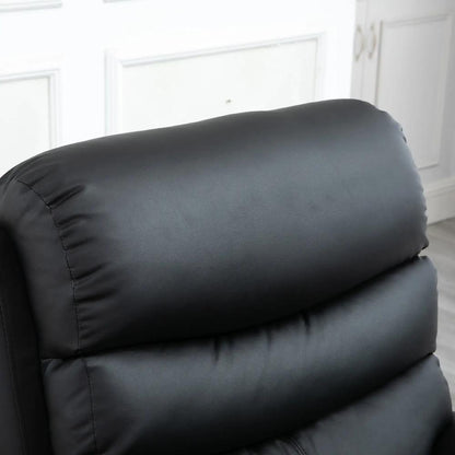 HOMCOM PU Leather Reclining Chair, Manual Recliner Chair with Padded Armrests, Retractable Footrest and Wood Frame, Black Additional View 9