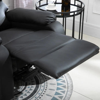 HOMCOM PU Leather Reclining Chair, Manual Recliner Chair with Padded Armrests, Retractable Footrest and Wood Frame, Black Additional View 10