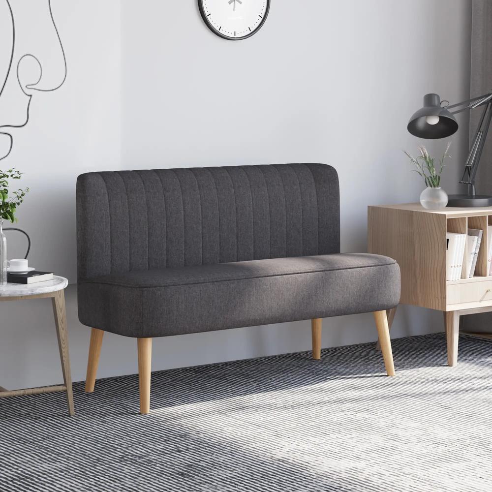 HOMCOM Modern Double Seat Sofa Loveseat Couch 2 Seater Compact Sofa Padded Linen Wood Leg Additional View 2