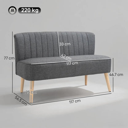 HOMCOM Modern Double Seat Sofa Loveseat Couch 2 Seater Compact Sofa Padded Linen Wood Leg Additional View 13
