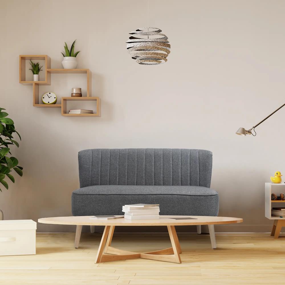 HOMCOM Modern Double Seat Sofa Loveseat Couch 2 Seater Compact Sofa Padded Linen Wood Leg Additional View 20