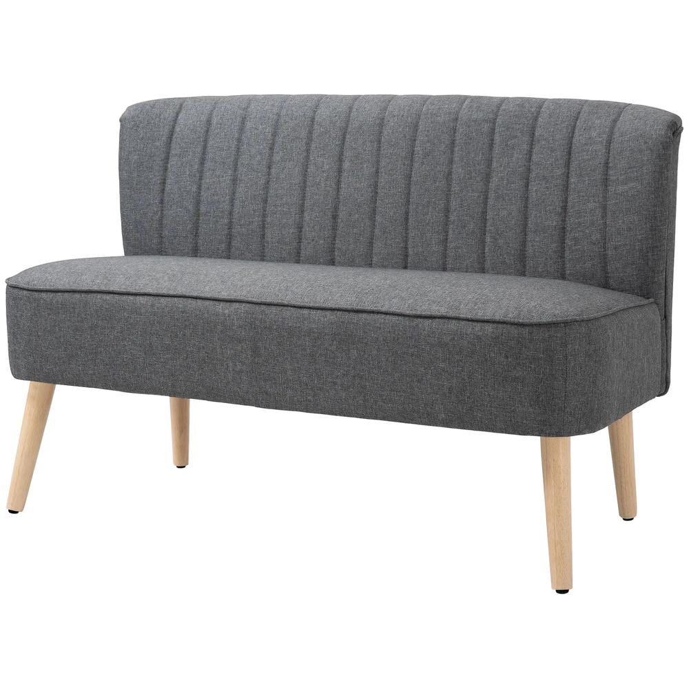 HOMCOM Modern Double Seat Sofa Loveseat Couch 2 Seater Compact Sofa Padded Linen Wood Leg Additional View 21
