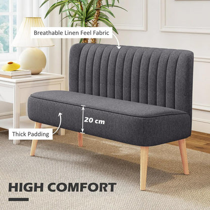 HOMCOM Modern Double Seat Sofa Loveseat Couch 2 Seater Compact Sofa Padded Linen Wood Leg Additional View 4