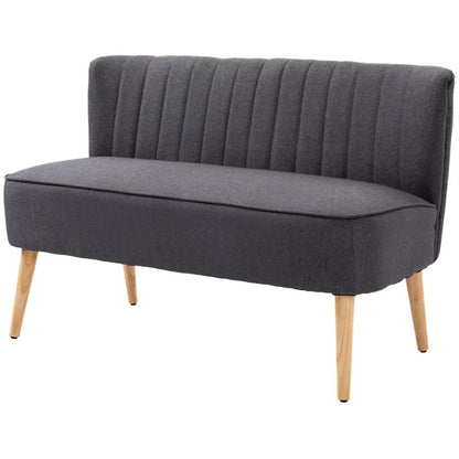 HOMCOM Modern Double Seat Sofa Loveseat Couch 2 Seater Compact Sofa Padded Linen Wood Leg Additional View 10