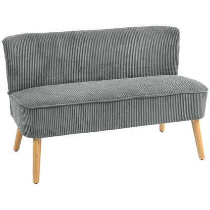 HOMCOM Modern Corduroy Double Seat Sofa w/ Wood Frame Foam Padding Soft Comfortable Compact Couch Grey Additional View 10