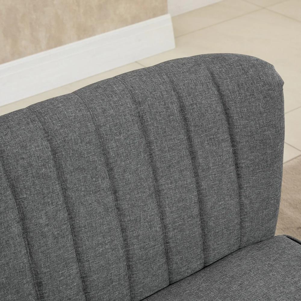 HOMCOM 2 Seater Sofa for Living Room, Modern Linen-Look Fabric Couch, Armless Loveseat Sofa Settee for Bedroom, Dark Grey Additional View 12