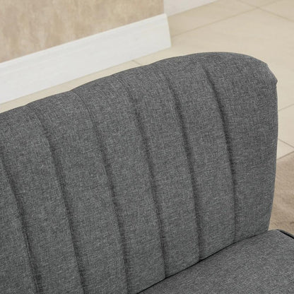 HOMCOM 2 Seater Sofa for Living Room, Modern Linen-Look Fabric Couch, Armless Loveseat Sofa Settee for Bedroom, Dark Grey Additional View 12
