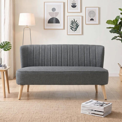 HOMCOM 2 Seater Sofa for Living Room, Modern Linen-Look Fabric Couch, Armless Loveseat Sofa Settee for Bedroom, Dark Grey Additional View 14