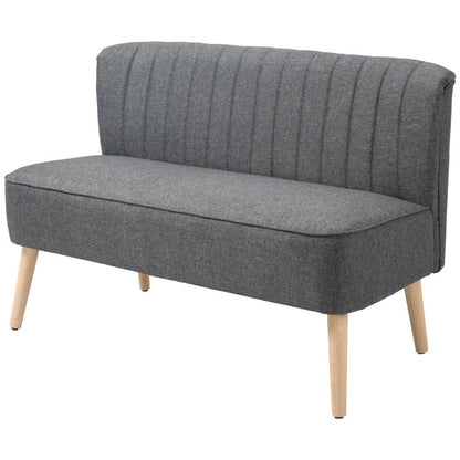 HOMCOM 2 Seater Sofa for Living Room, Modern Linen-Look Fabric Couch, Armless Loveseat Sofa Settee for Bedroom, Dark Grey Additional View 15