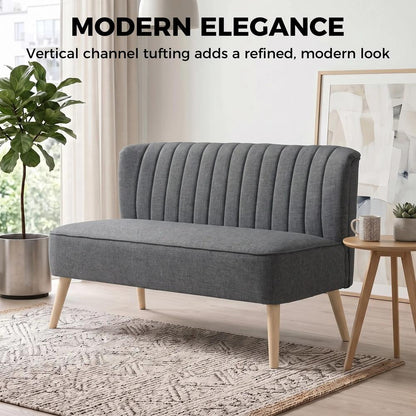 HOMCOM 2 Seater Sofa for Living Room, Modern Linen-Look Fabric Couch, Armless Loveseat Sofa Settee for Bedroom, Dark Grey Additional View 4