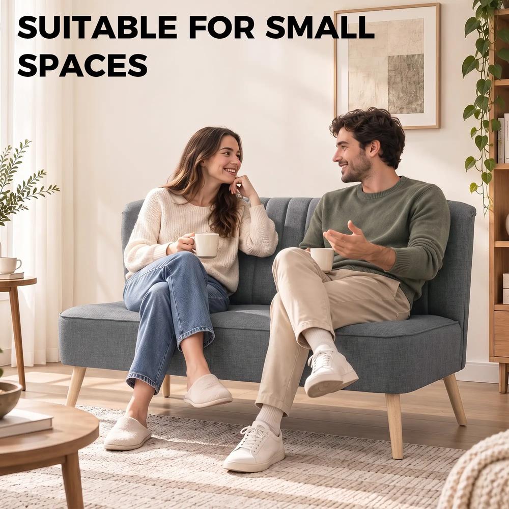 HOMCOM 2 Seater Sofa for Living Room, Modern Linen-Look Fabric Couch, Armless Loveseat Sofa Settee for Bedroom, Dark Grey Additional View 7