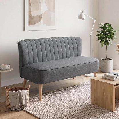 HOMCOM 2 Seater Sofa for Living Room, Modern Linen-Look Fabric Couch, Armless Loveseat Sofa Settee for Bedroom, Dark Grey Additional View 8