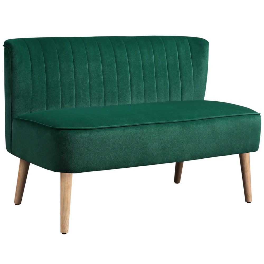 HOMCOM 117cm Loveseat Sofa Upholstered Small 2 Seater Sofa with Thick Padded Seat and Rubber Wood Legs Additional View 12