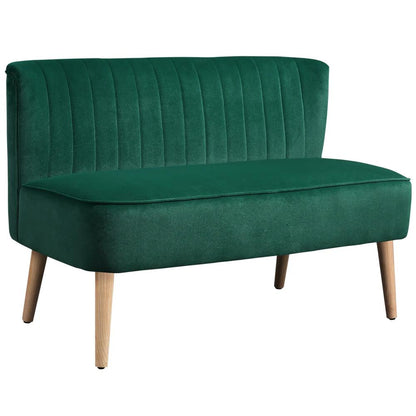 HOMCOM 117cm Loveseat Sofa Upholstered Small 2 Seater Sofa with Thick Padded Seat and Rubber Wood Legs Additional View 12