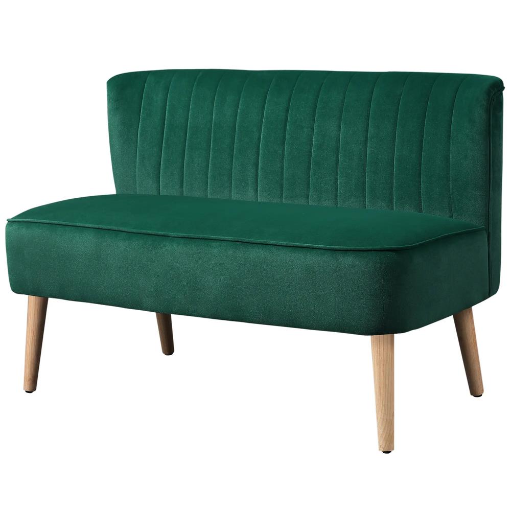 HOMCOM 117cm Loveseat Sofa Upholstered Small 2 Seater Sofa with Thick Padded Seat and Rubber Wood Legs Additional View 22