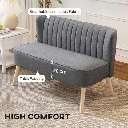 HOMCOM 117cm Loveseat Sofa Upholstered Small 2 Seater Sofa with Thick Padded Seat and Rubber Wood Legs Additional View 4