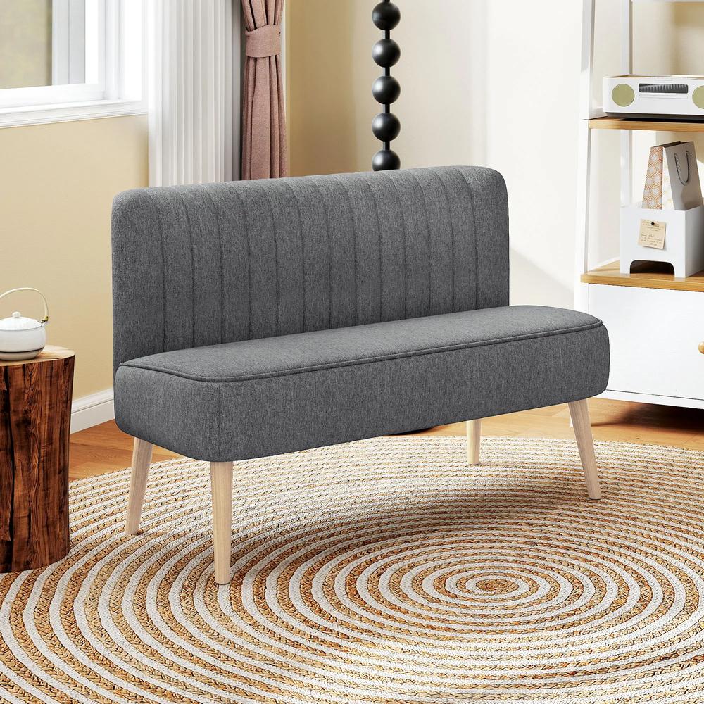 HOMCOM 117cm Loveseat Sofa Upholstered Small 2 Seater Sofa with Thick Padded Seat and Rubber Wood Legs Additional View 10