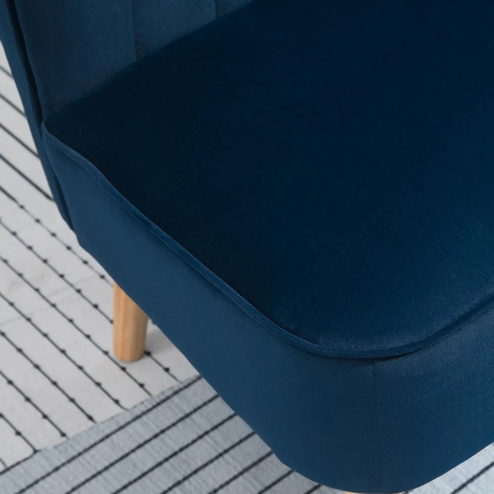 HOMCOM Modern Double Seat Sofa Foam Padding High Back Soft Comfortable Compact Couch Home Office Dark Blue Additional View 11